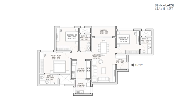 Featured Image of Sobha One World 3 BHK Floor Plan