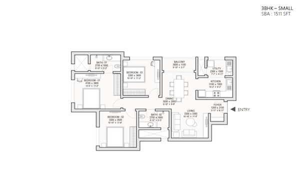 Featured Image of Sobha One World 3 BHK Floor Plan